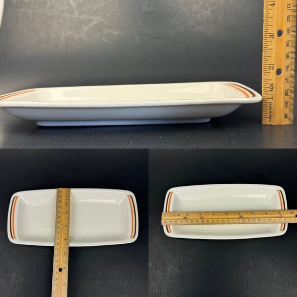 Vtg Mark Buffalo USA Restaurant Ware Thin Rectangular Dish Decor Orange Brown - Picture 3 of 9